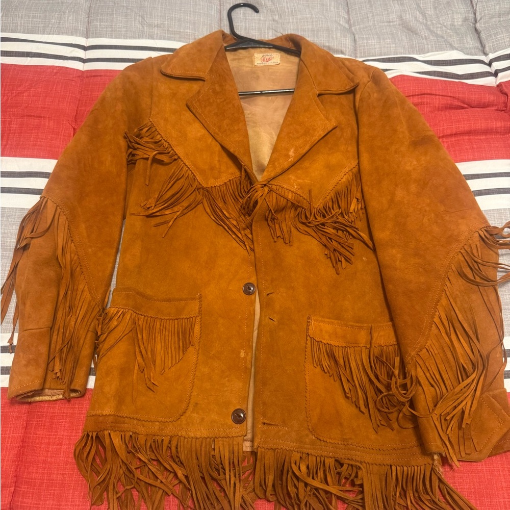 Vintage Suede Fringe Leather Jacket - Brown